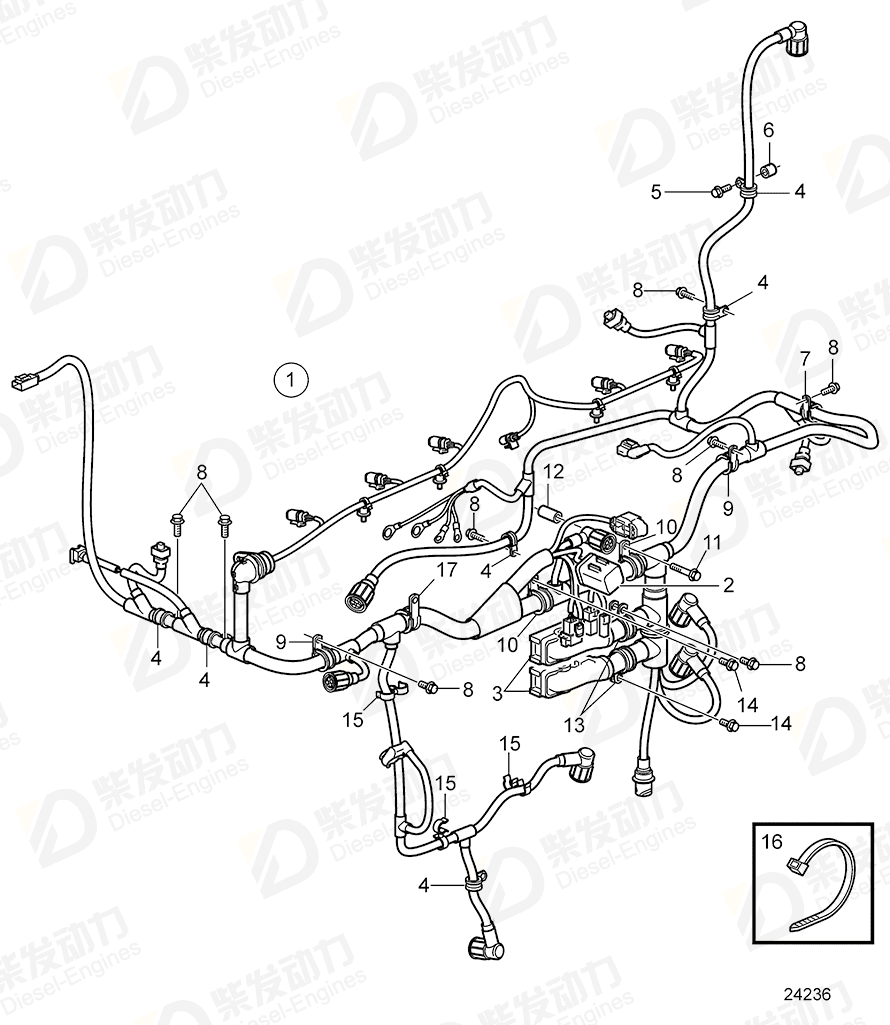 VOLVO Cable harness 21910107 Drawing